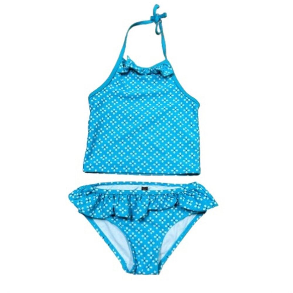 Tea Collection Girls 2-Piece Blue & White Floral Tankini Size 5